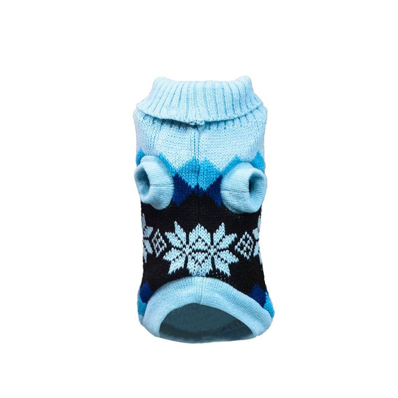 Dog Woolen Christmas Sweater Winter Warm Small Pet Apparel Mini Putty Cute Printed High Collar Shirt Soft Jacket Knitted Crochet Wool Elastic Coat Sweatshirt Xmas Doggy Animals & Pet Supplies > Pet Supplies > Dog Supplies > Dog Apparel OCHINE XS Blue 