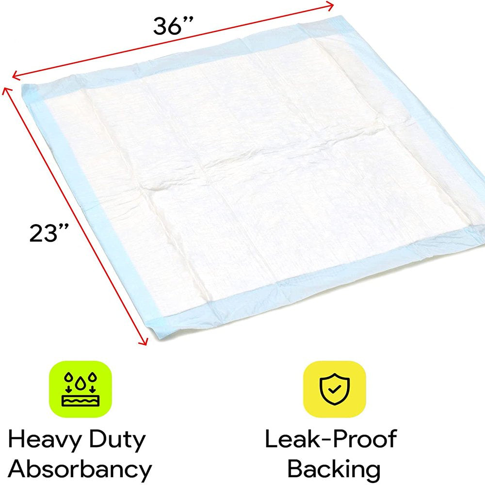 Disposable Incontinence Bed Pads 23" X 36", 15 Pack - Heavy Absorbent Chux Underpads with Fluff Core - Leak Proof Poly Backing, Non-Woven Top Sheet - Overnight Moisture and Odor Lock Animals & Pet Supplies > Pet Supplies > Dog Supplies > Dog Diaper Pads & Liners Home Décor   