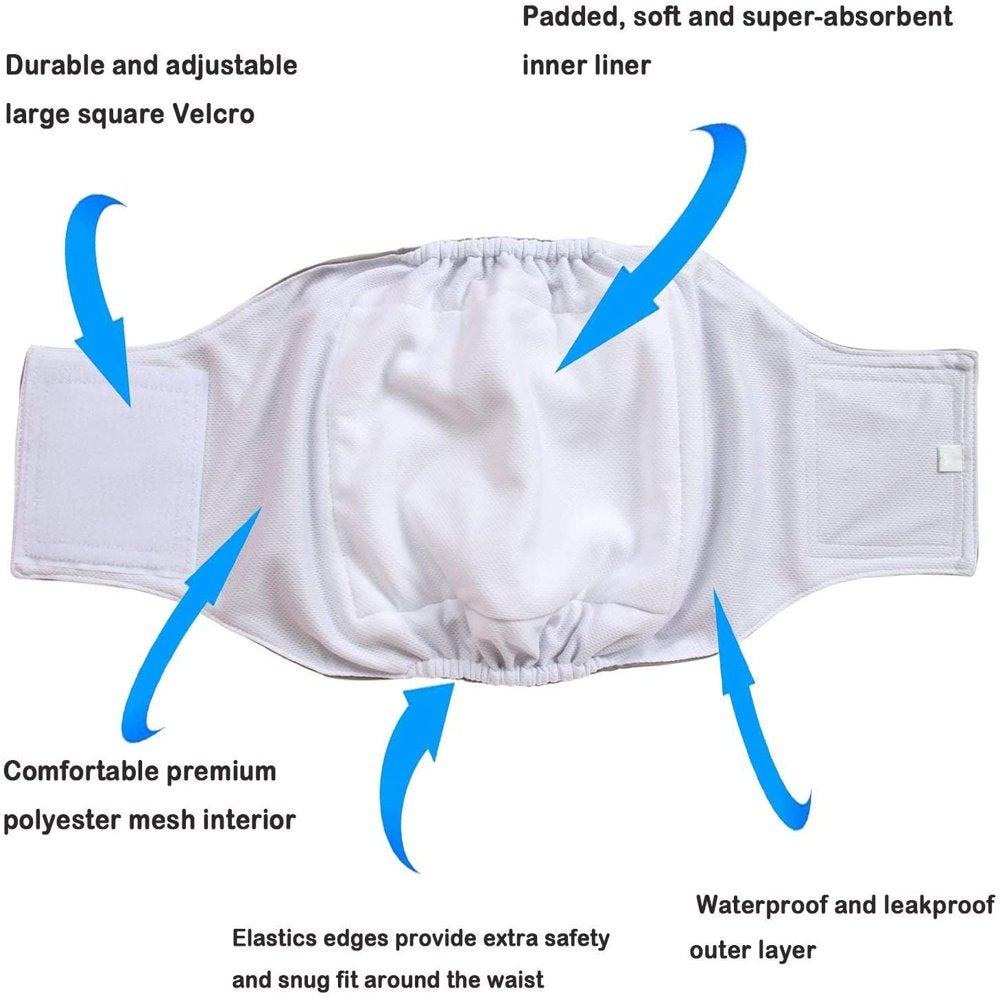 Reusable Wrap Diapers for Male Dogs, Washable Puppy Belly Band Pack of 3 (L2, 20"-24" Waist, Black+ Gray+ Lake Blue) Animals & Pet Supplies > Pet Supplies > Dog Supplies > Dog Diaper Pads & Liners Home Décor   