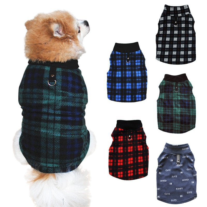 Pet Dog Polar Fleece Vest, Autumn Winter Pet Plaid Jacket Dog Coat Cold Weather Clothes Apparels for Small Medium Large Dogs,Green,M Animals & Pet Supplies > Pet Supplies > Dog Supplies > Dog Apparel OCHINE   
