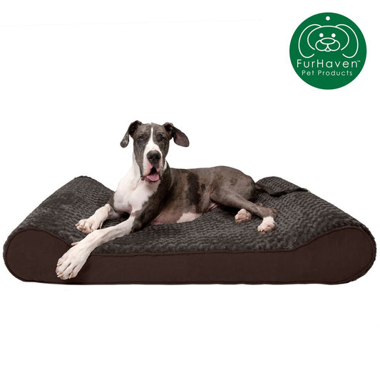 Furhaven Pet Products, Orthopedic Ultra Plush Luxe Lounger Pet Bed for Dogs & Cats, Chocolate, Giant