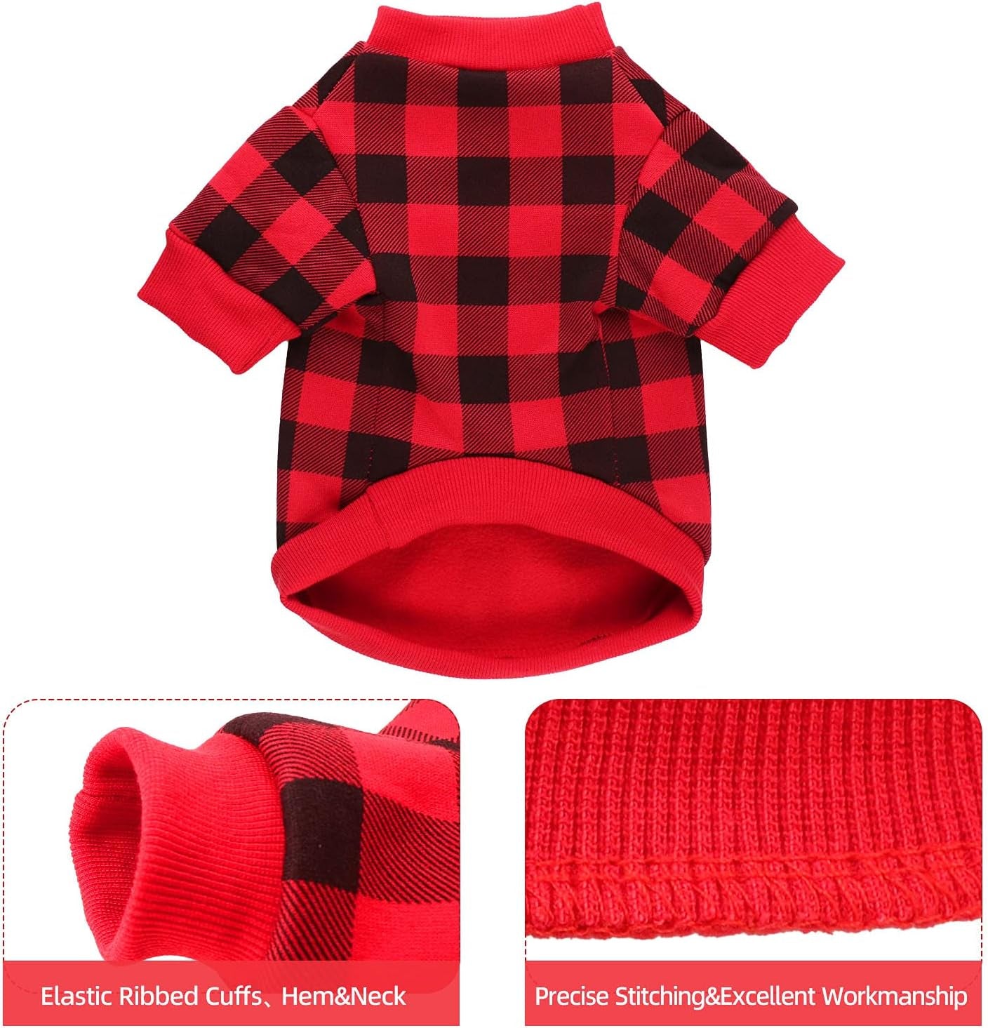 Dog Fleece Sweater for Small Dogs Buffalo Plaid Dog Clothes Soft Thickening Warm Small Dog Sweater Puppy Clothes for Small Dogs Girl & Boy(Xs) Animals & Pet Supplies > Pet Supplies > Dog Supplies > Dog Apparel Jamktepat   