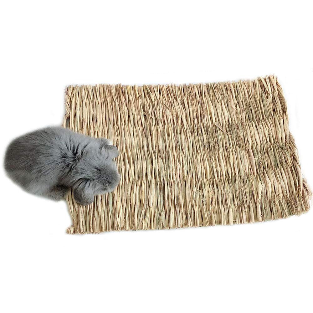 Hay Mat Animal Chewing Toy Bed Natural Woven Grass Mats Multifunctional Comfortable Safe Bunny Bedding Nest for Guinea Pig Parrot Rabbit Animals & Pet Supplies > Pet Supplies > Small Animal Supplies > Small Animal Bedding ALLOMN   