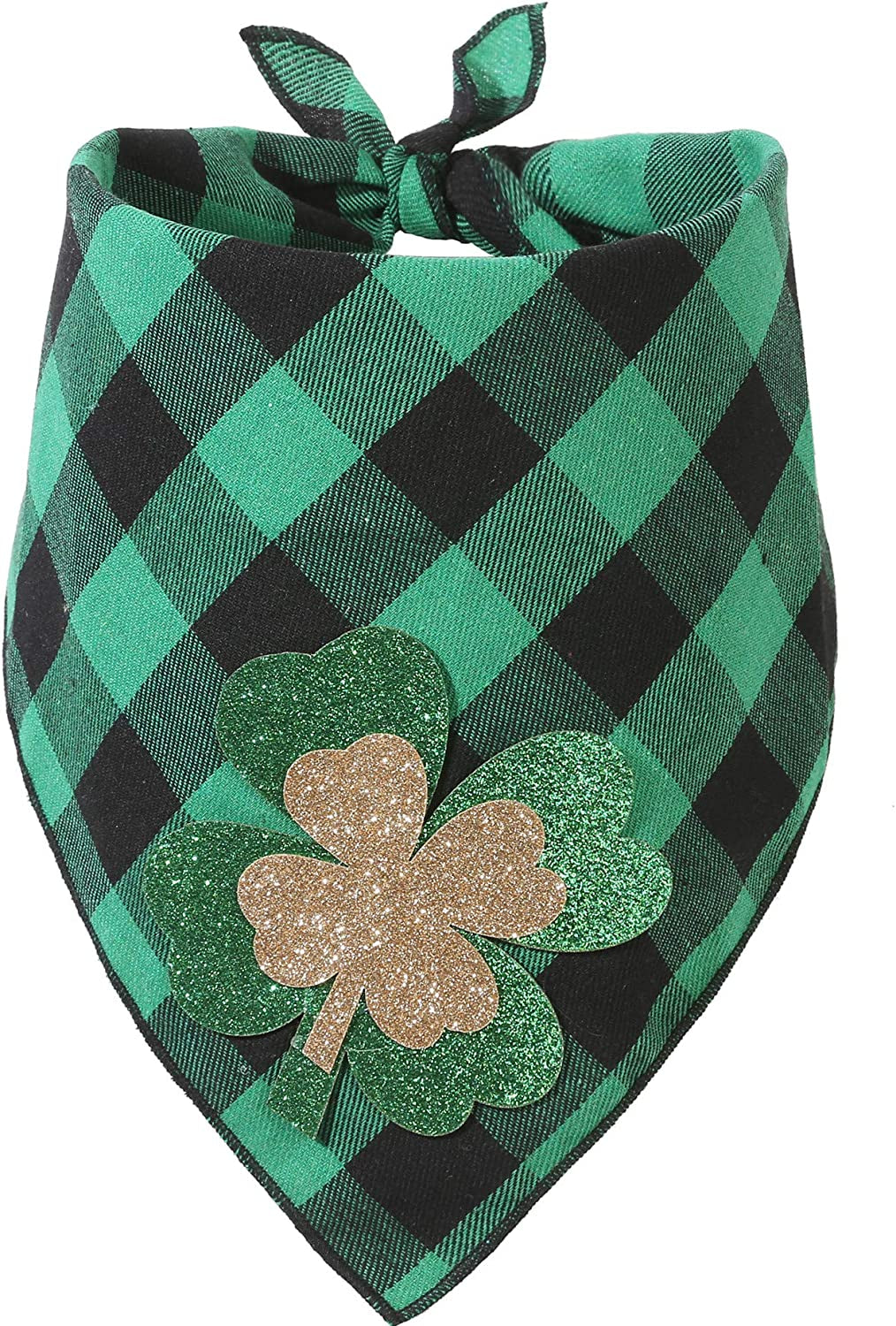 St Patricks Day Dog Bandanas with Shamrock Appliques,Plaid Pet Dog Puppy Holiday Scarf Animals & Pet Supplies > Pet Supplies > Dog Supplies > Dog Apparel Upaw   