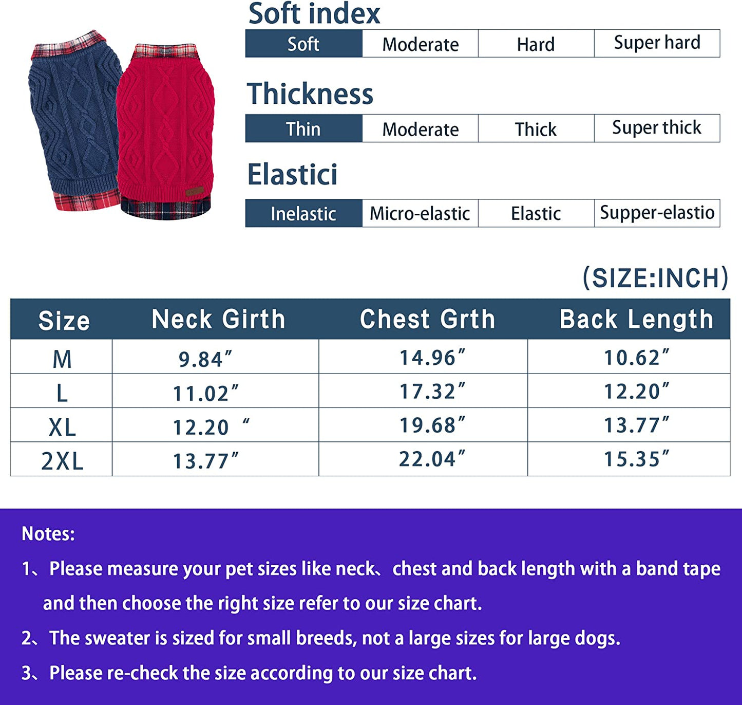 ISPET Classic Pet Dog Sweaters - Patchwork Knitted Dogs Sweatshirt Warm Cats Plaid Winter Clothes for Small Dogs Cold Days Wearing, Navy Blue Medium Animals & Pet Supplies > Pet Supplies > Dog Supplies > Dog Apparel IS PET DESIGNER PETWEAR   