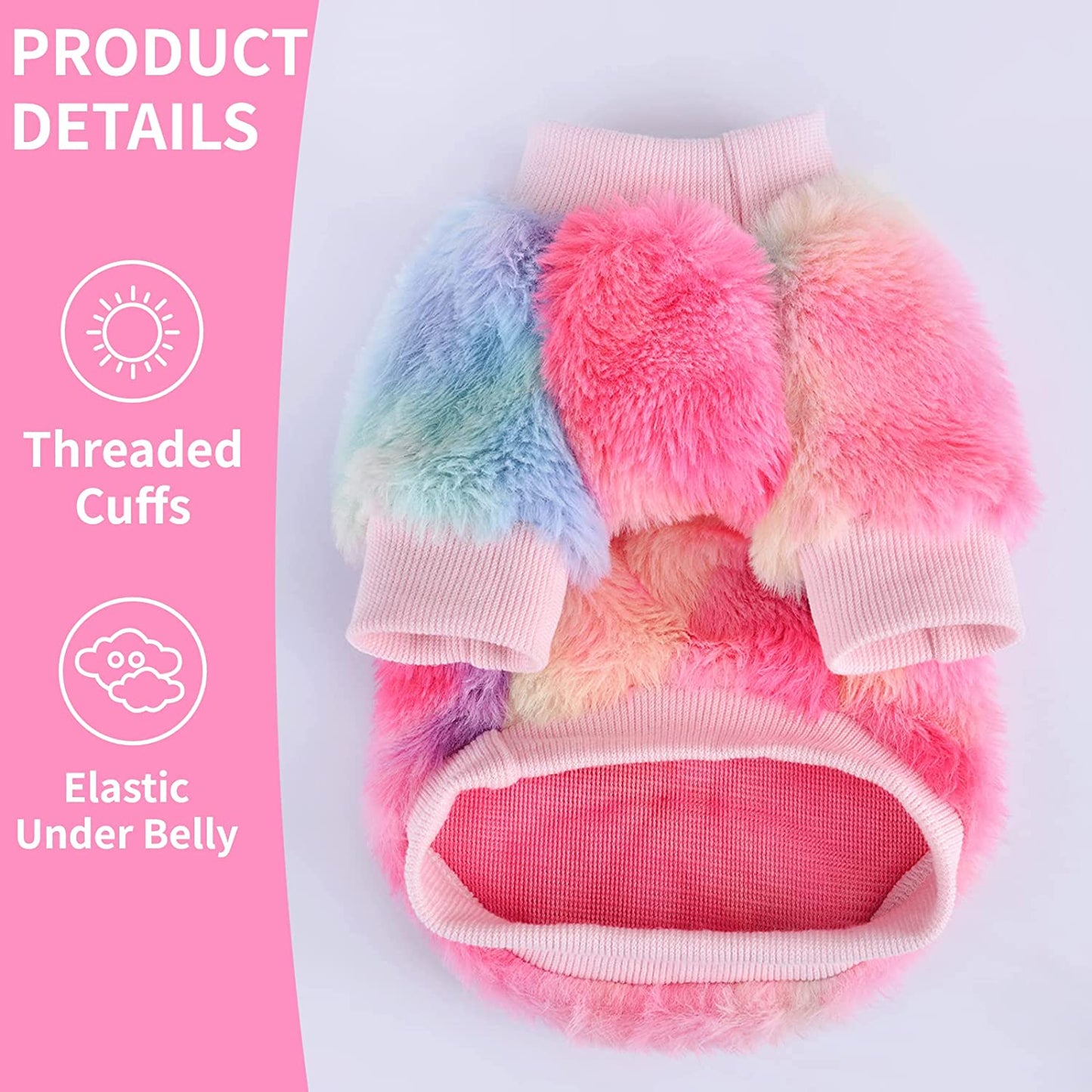 Pink Dog Sweater for Small Dogs Girl Tie Dye Female Dog Sweater Puppy Sweatshirts Doggie Sweaters Winter Dog Clothes Pet Cat Pup Warm Clothing Outfit for Yorkie Chihuahua Coat with Bow-Knot XS Animals & Pet Supplies > Pet Supplies > Dog Supplies > Dog Apparel Yikeyo   