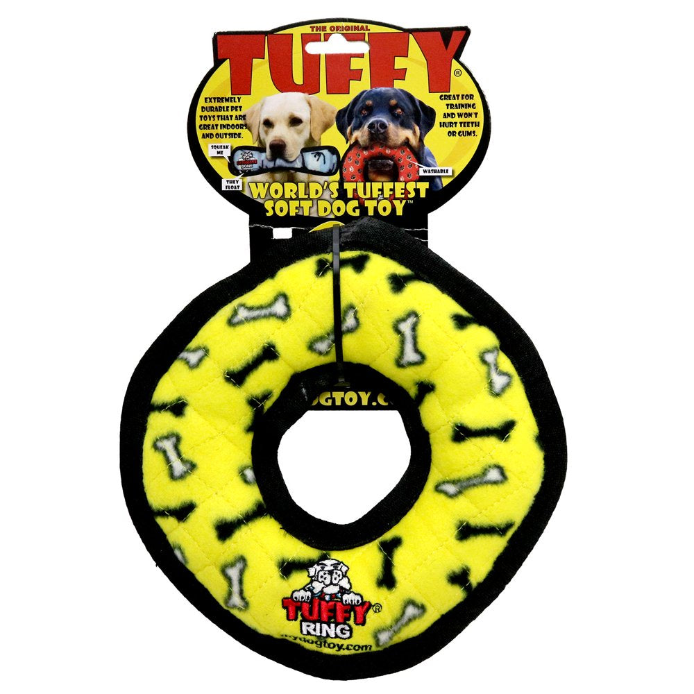 Tuffy'S Medium Ring Durable Dog Toy with Squeakers, Yellow Animals & Pet Supplies > Pet Supplies > Dog Supplies > Dog Toys VIP Products   