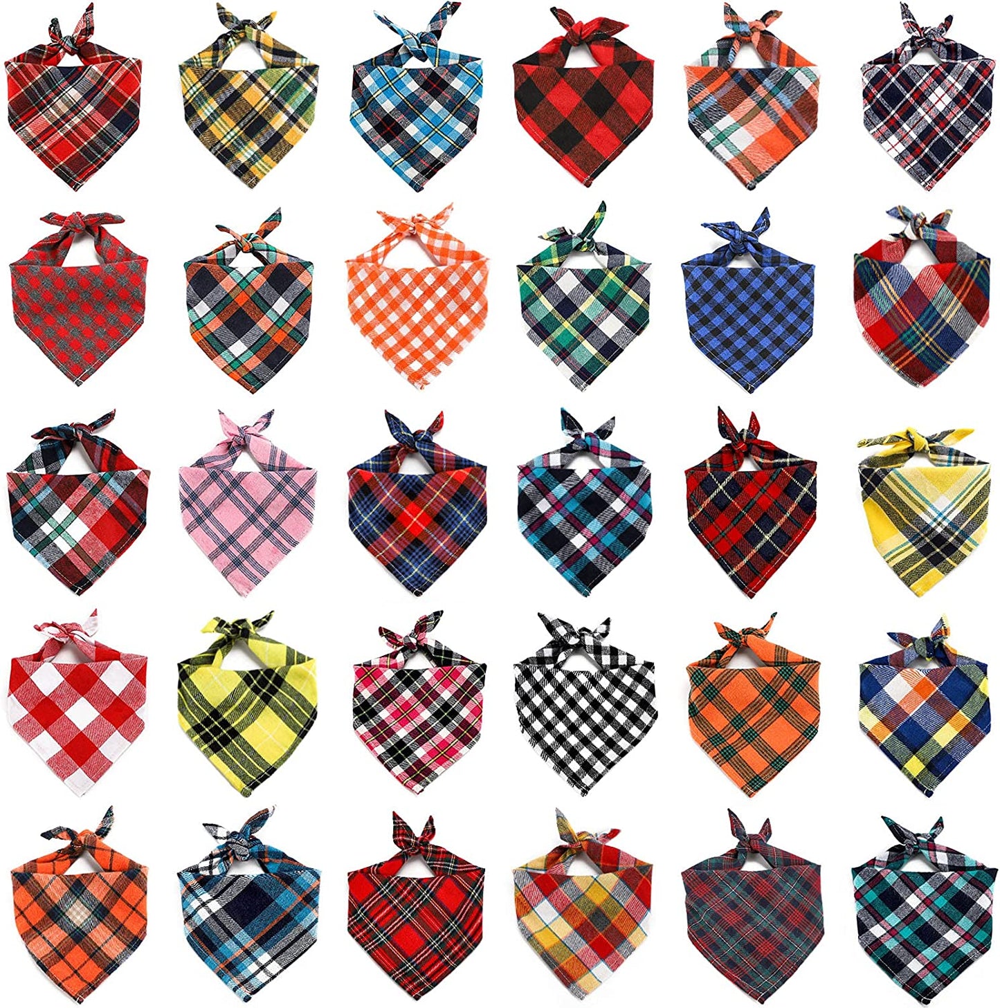 Segarty Dog Bandanas, 30 Pack 22.8"X15.7" Pet Scarf Triangle Plaid Bibs Accessories Bulk for Medium Small Dogs Cats Large Puppy Dogs, Washable Adjustable Reversible Boy Pets Birthday Kerchief Animals & Pet Supplies > Pet Supplies > Dog Supplies > Dog Apparel Segarty 30pcs_Classic Plaid  