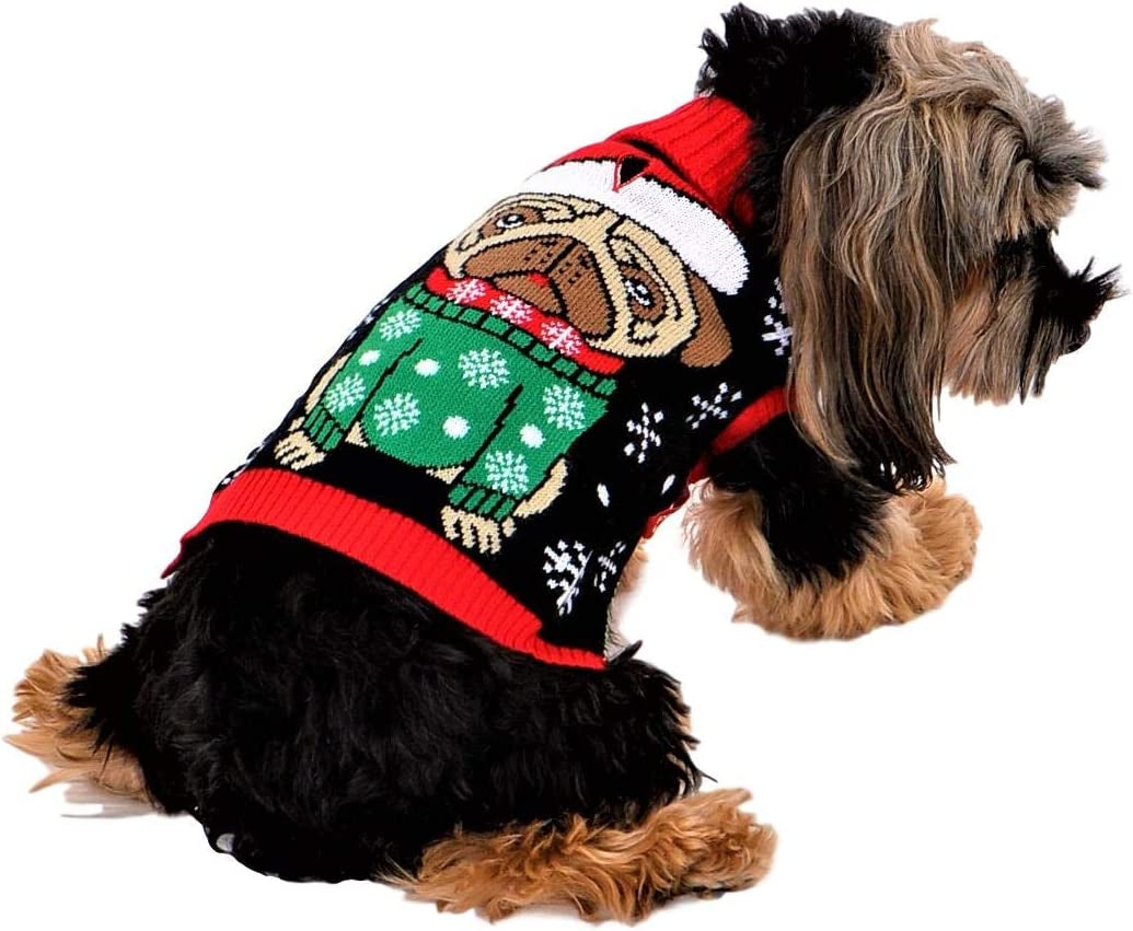 Socal Look Dogs Christmas Sweaters Santa Puppy Pug Pullover Small Black Animals & Pet Supplies > Pet Supplies > Dog Supplies > Dog Apparel SoCal Look   