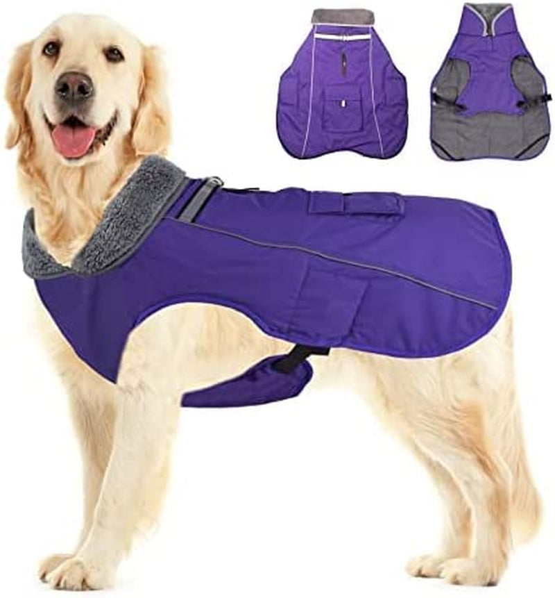 Dog Cold Weather Coats Dog Apparel for Warm Dog Jacket Reflective Waterproof Windproof Dog Vest Winter Coat Warm for Small Medium Large Dogs Sweaters Clothes Easy Put on and off （L-3XL） Animals & Pet Supplies > Pet Supplies > Dog Supplies > Dog Apparel Seicipet purple-new XXX-Large 