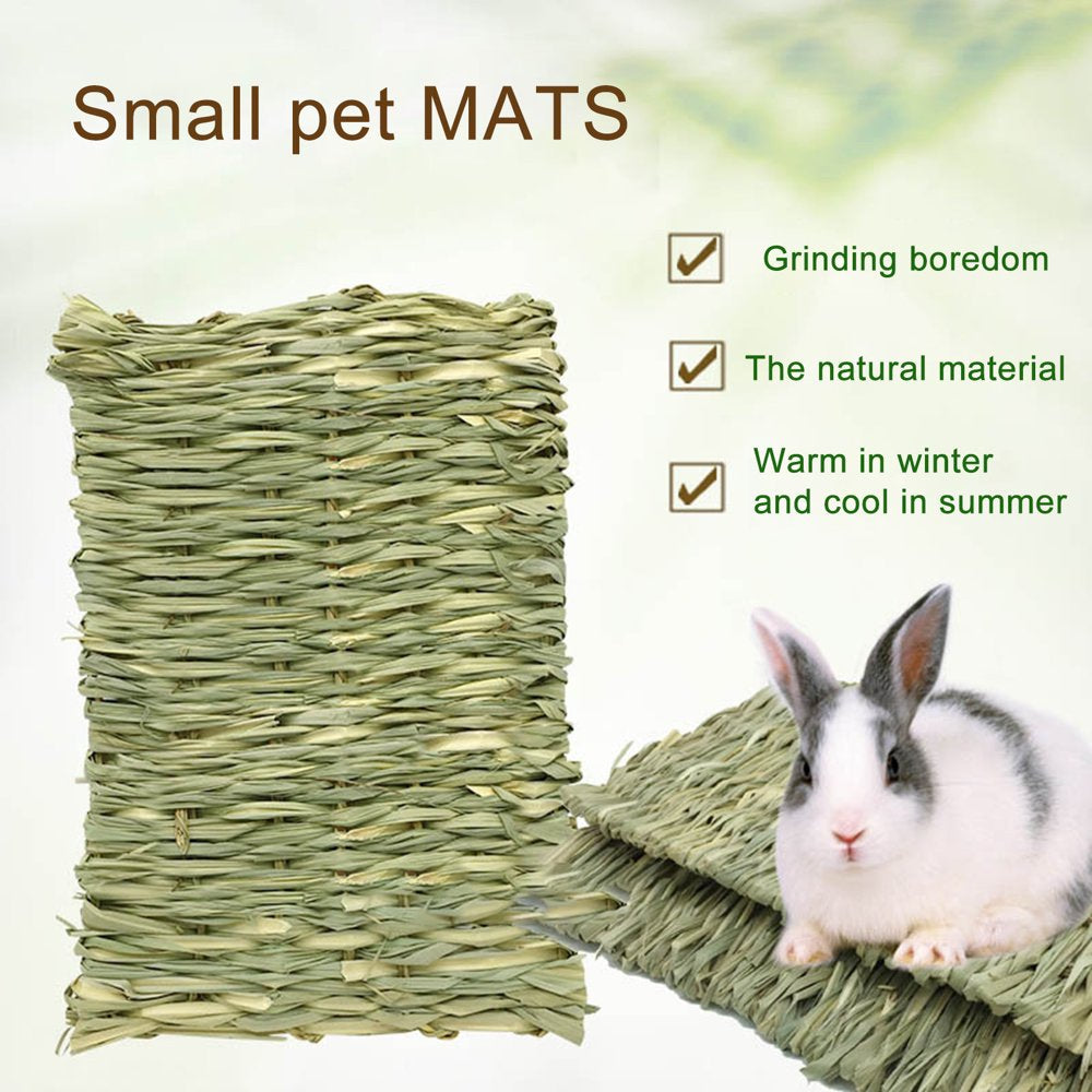 Bigstone Rabbit Mat Square Shape Breathable Grass Woven Small Animal Sleeping Pad Pet Supplies