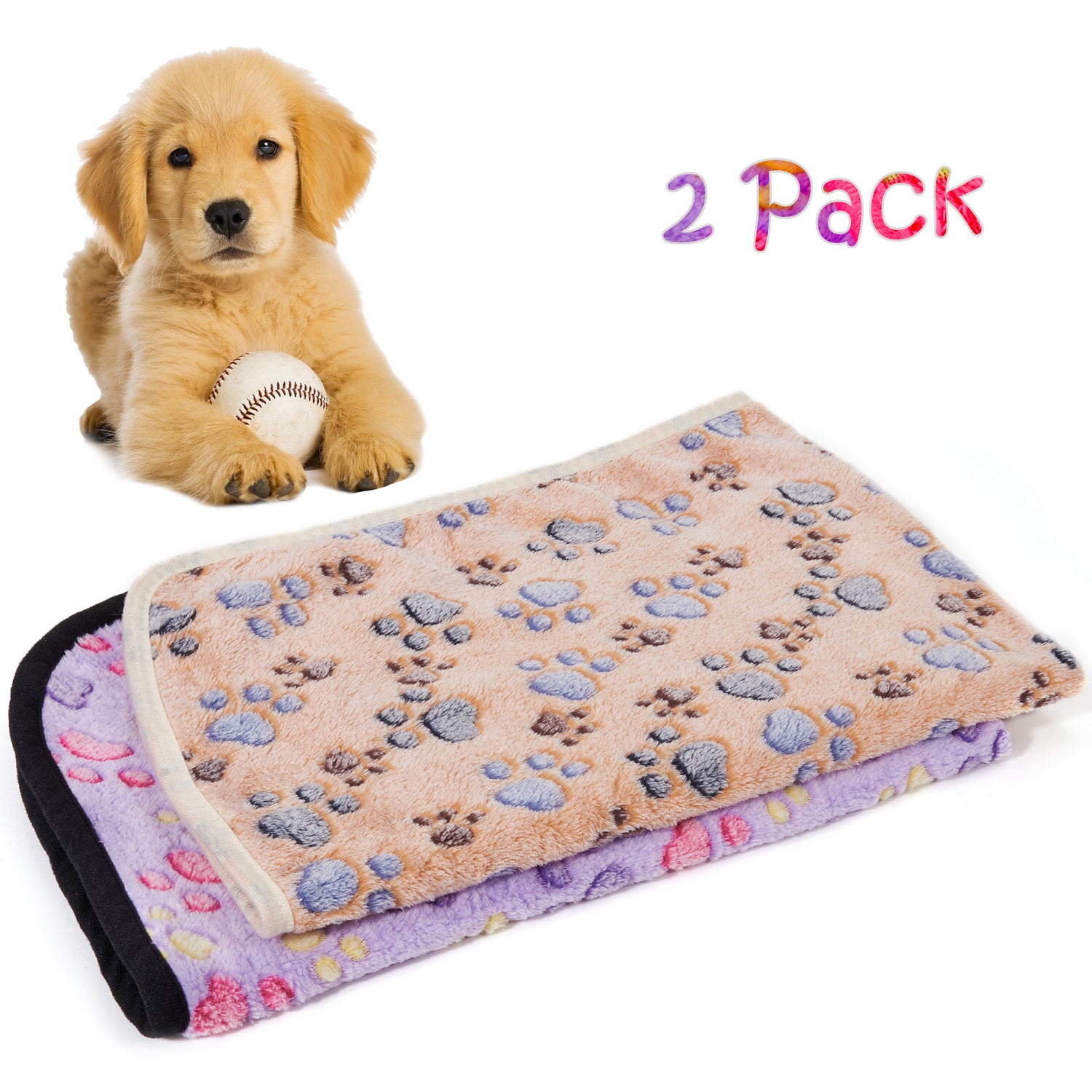 LUXMO 2 Pack Cat Dog Puppy Blanket Soft Pet Bed Cushion Warm Sleep Mat