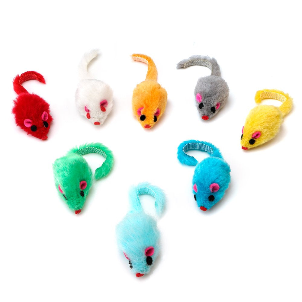 Chiwava 36PCS 4.1'' Furry Cat Toy Mice Rattle Small Mouse Kitten Interactive Play Assorted Color Animals & Pet Supplies > Pet Supplies > Cat Supplies > Cat Toys Wonpet Co., Ltd   