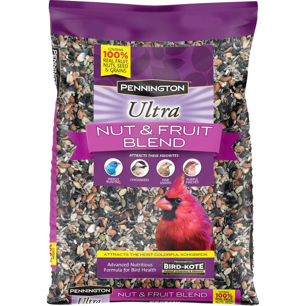 Pennington Ultra Fruit & Nut Blend, Wild Bird Seed and Feed, 12 Lb. Animals & Pet Supplies > Pet Supplies > Bird Supplies > Bird Food CENTRAL GARDEN & PET COMPANY 14 lbs  