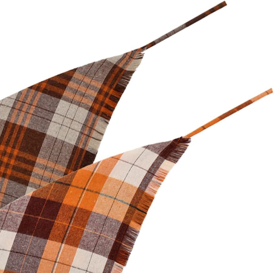 Fall Dog Bandana Autumn Thanksgiving Plaid Reversible Triangle Bibs Scarf Accessories for Dogs Pets Animals & Pet Supplies > Pet Supplies > Dog Supplies > Dog Apparel KZHAREEN   