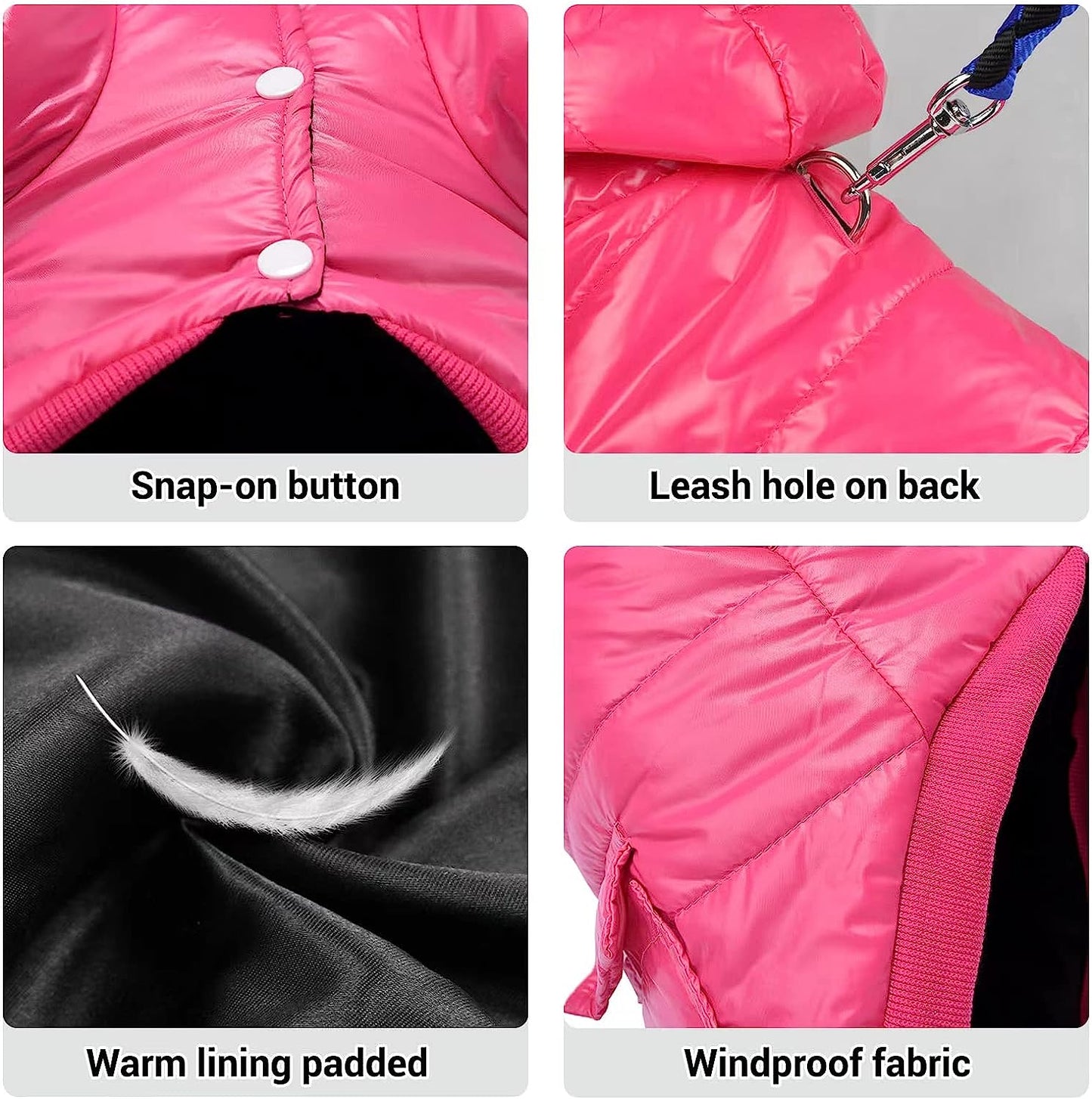 Lesypet Dog Coats for Small Dogs, Dog Jacket Warm Dog Winter Coat Windproof Puffer Jacket for Small Dogs Puppy, Pink S Animals & Pet Supplies > Pet Supplies > Dog Supplies > Dog Apparel LESYPET   