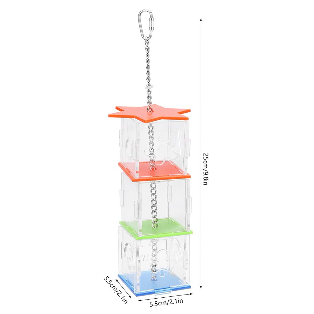 OTVIAP Bird Hanging Food Holder,Multilayer Bird Parrot Forage Box Hanging Treat Foraging Toy Transparent Acrylic Food Holder Animals & Pet Supplies > Pet Supplies > Bird Supplies > Bird Toys FAGINEY   