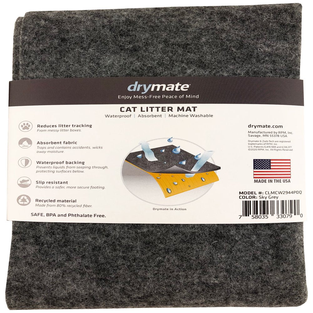 Drymate Cat Litter Mat Jumbo 100% Phthalate Free and BPA Free Safe Kitty Litter Mats, Reduces Litter Tracking, Soft Material for Paws (Machine Washable)