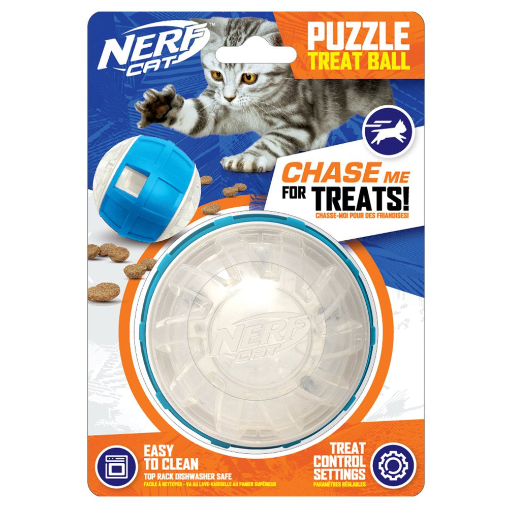 Nerf Cat Puzzle Treat Ball Slow Treat Feeder Cat Toy, 3.5 Inches Animals & Pet Supplies > Pet Supplies > Cat Supplies > Cat Toys Gramercy Products Inc.   