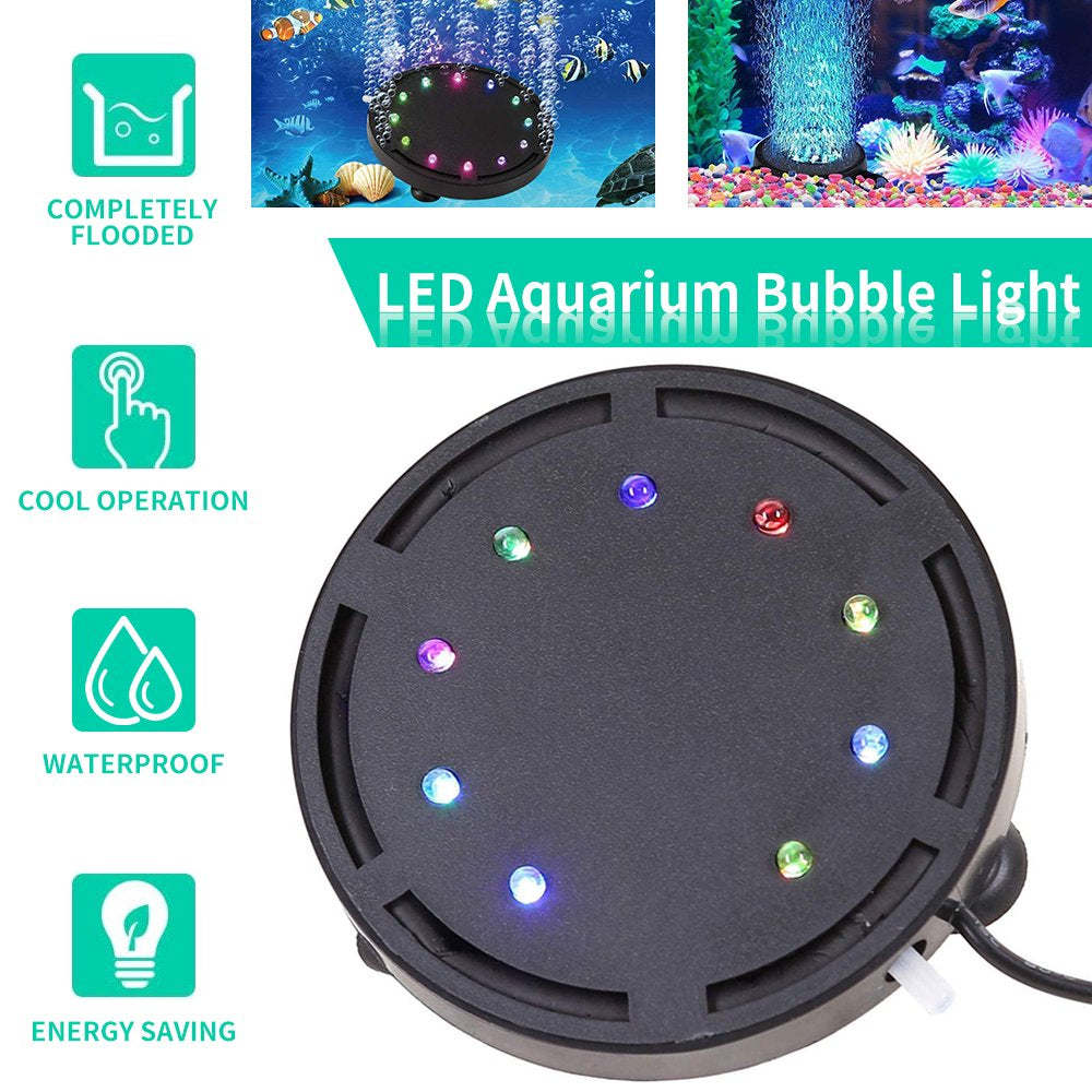 Amerteer 5 Inch 12 LED Aquarium Bubble Light LED Fish Tank Bubbler Light, Remote Controlled Aquariums Air Stone Disk Lamp with 7 Color Changing, 4 Lighting Effects for Fish Tanks and Fish Pond Animals & Pet Supplies > Pet Supplies > Fish Supplies > Aquarium Lighting Amerteer   