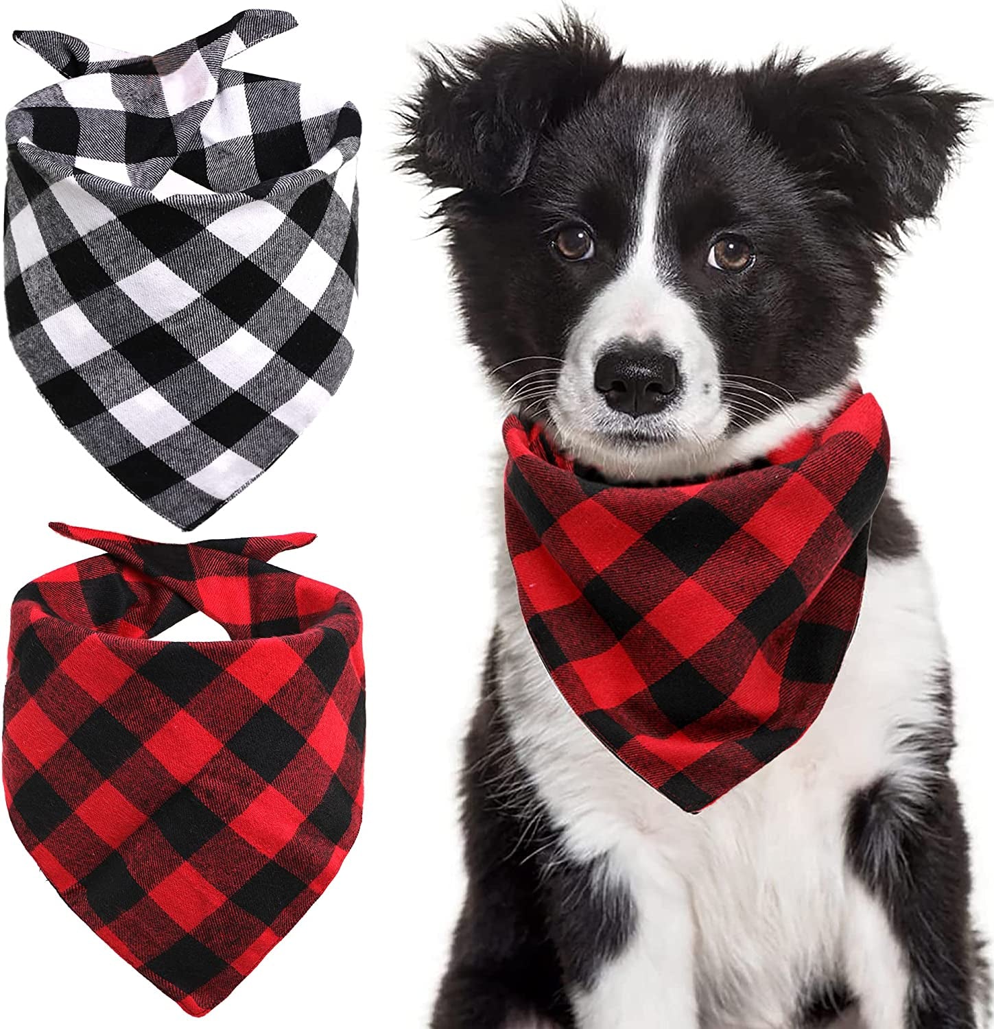 2 Pack Dog Bandana Christmas Pet Triangle Classic Plaid Scarves Thanksgiving Dog Scarfs for Small Medium Large Dogs Adjustable Dogs Bibs Scarfs for Girl and Boy(Large, Black Grid and Red Grid) Animals & Pet Supplies > Pet Supplies > Dog Supplies > Dog Apparel Petbuy Black Grid and Red Grid Small 