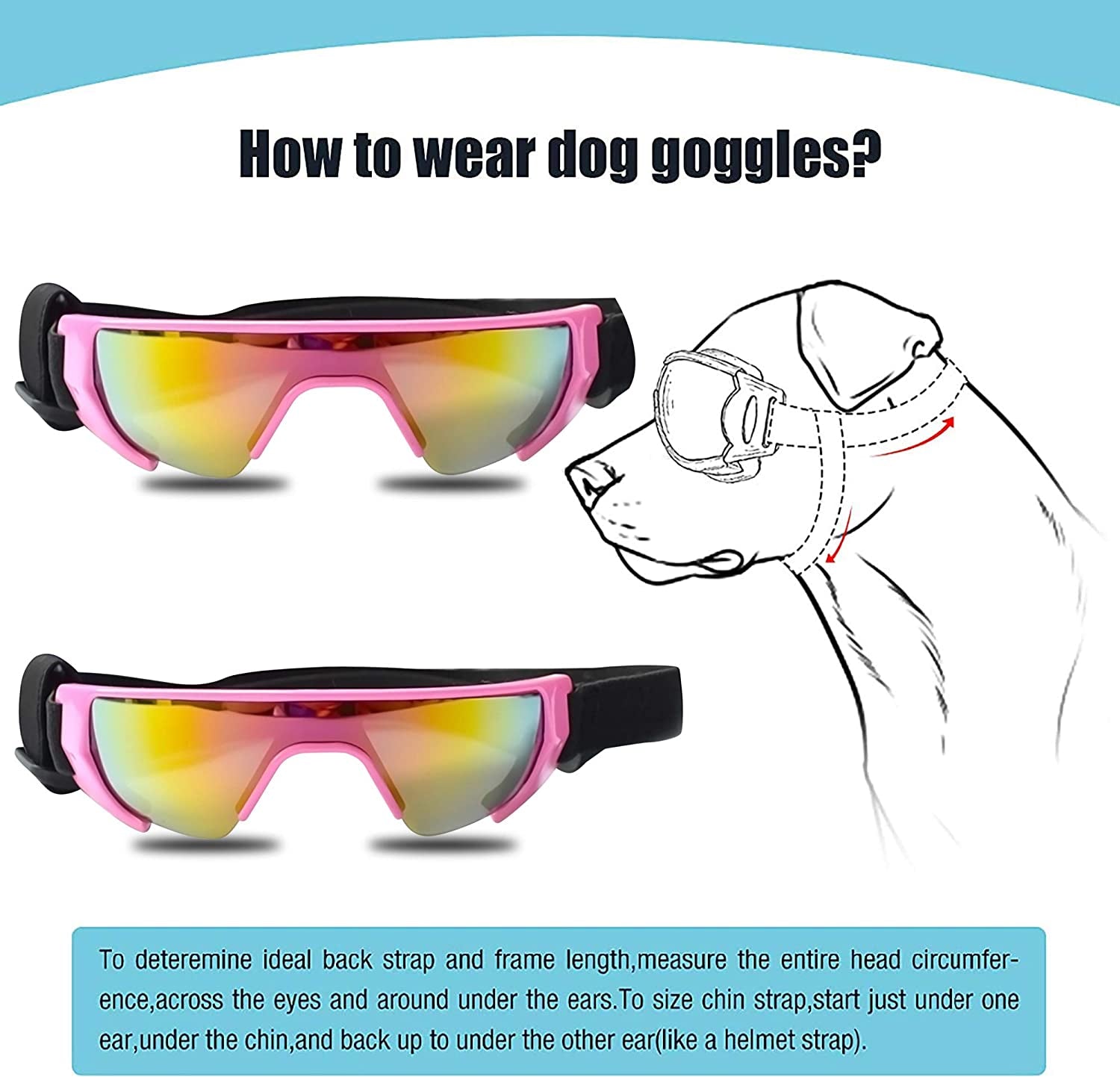 URBEST Dog Goggles, Eye Protection (New Version) Sunglasses Waterproof Windproof UV Protection for Medium Dogs (Pink) Animals & Pet Supplies > Pet Supplies > Dog Supplies > Dog Apparel URBEST   