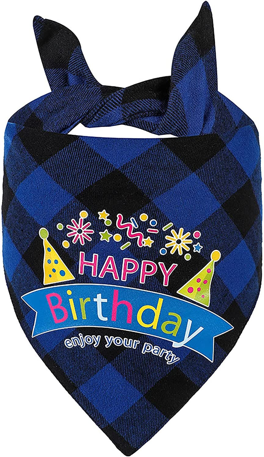 Dog Birthday Boy Bandana Pet Happy Birthday Party Pet Plaid Birthday Towel Pet Triangle Towel Dog Birthday Triangle Towel Pet Dog Scarf Bandana for Dogs Cats Costume (C, One Size) Animals & Pet Supplies > Pet Supplies > Dog Supplies > Dog Apparel Generic D One Size 