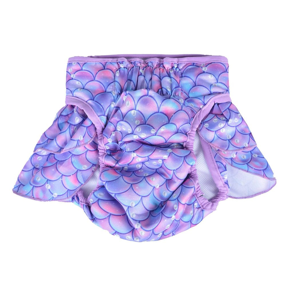 Dog Sanitary Panties - Reusable Washable Polyester Female Dog Diapers, Highly Absorbent Dog Heat Panties Cute Dog Diapers for Girls Purple Mermaid Animals & Pet Supplies > Pet Supplies > Dog Supplies > Dog Diaper Pads & Liners DERTHADEIG   