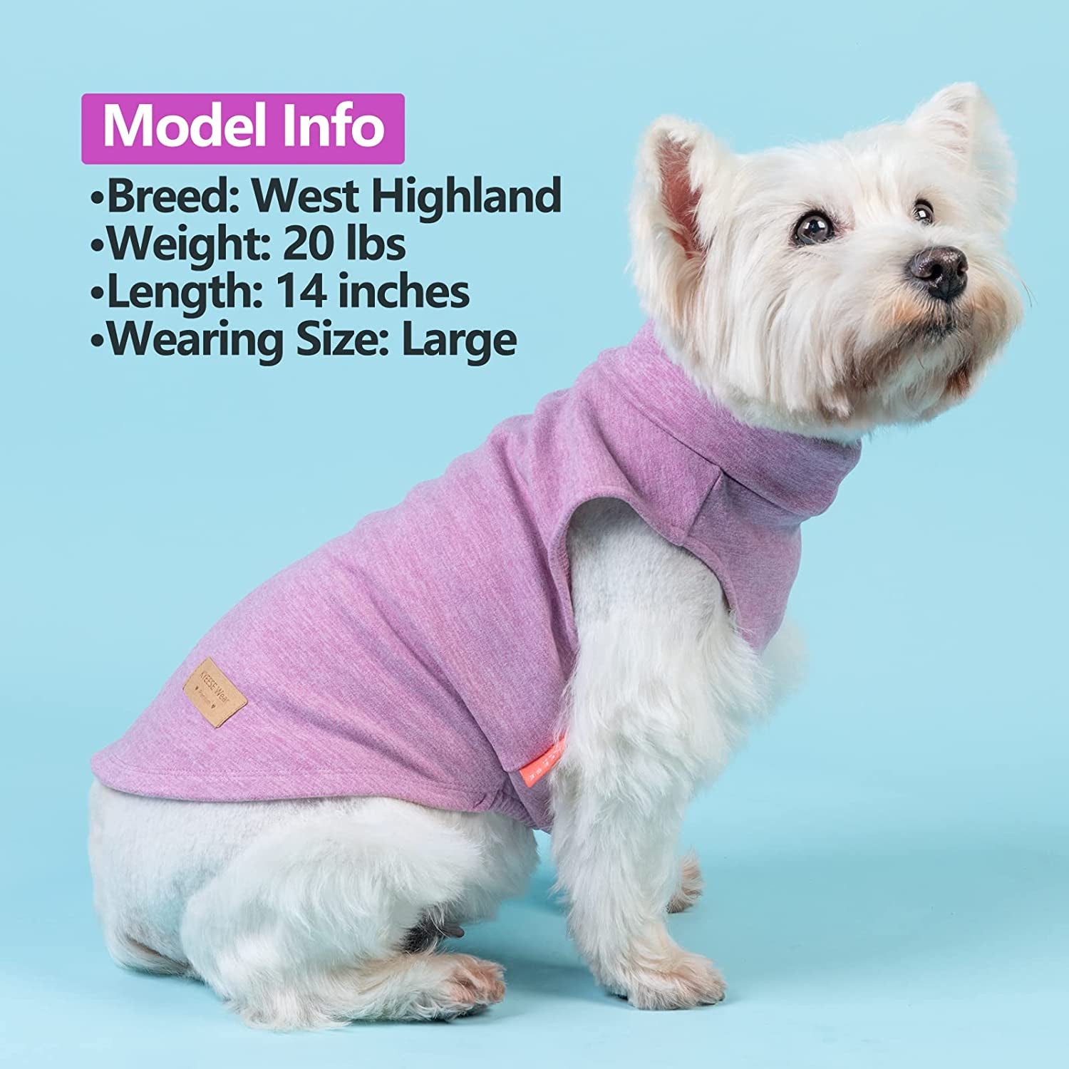 KYEESE 2Pack Dog Coat Turtleneck Stretchy Dog Sweater Super Soft Dog Cold Weather Coat for Small Dogs Puppy in Sleeveless Design, Purple,S Animals & Pet Supplies > Pet Supplies > Dog Supplies > Dog Apparel kyeese   