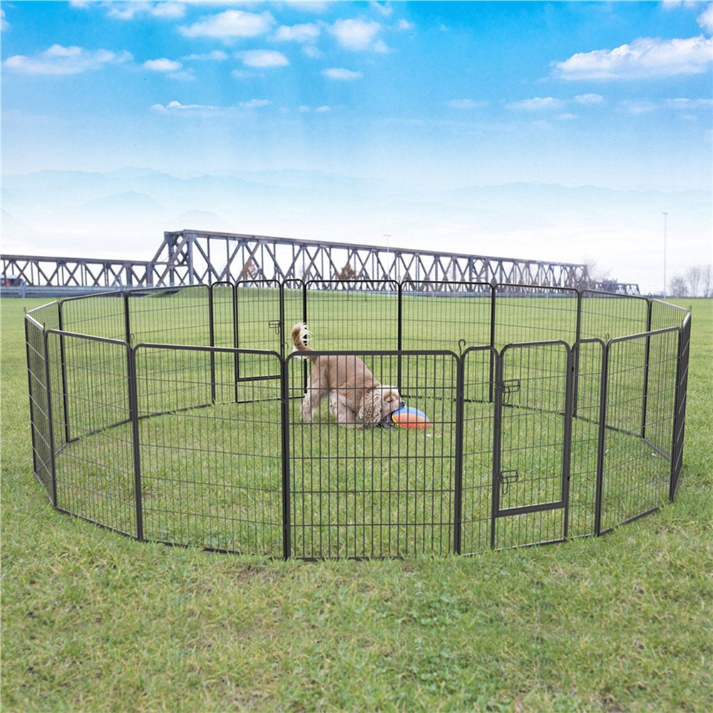 Easyfashion Heavy Duty Indoor and Outdoor Black Dog Playpen, 16 Panels Animals & Pet Supplies > Pet Supplies > Dog Supplies > Dog Kennels & Runs Easyfashion   