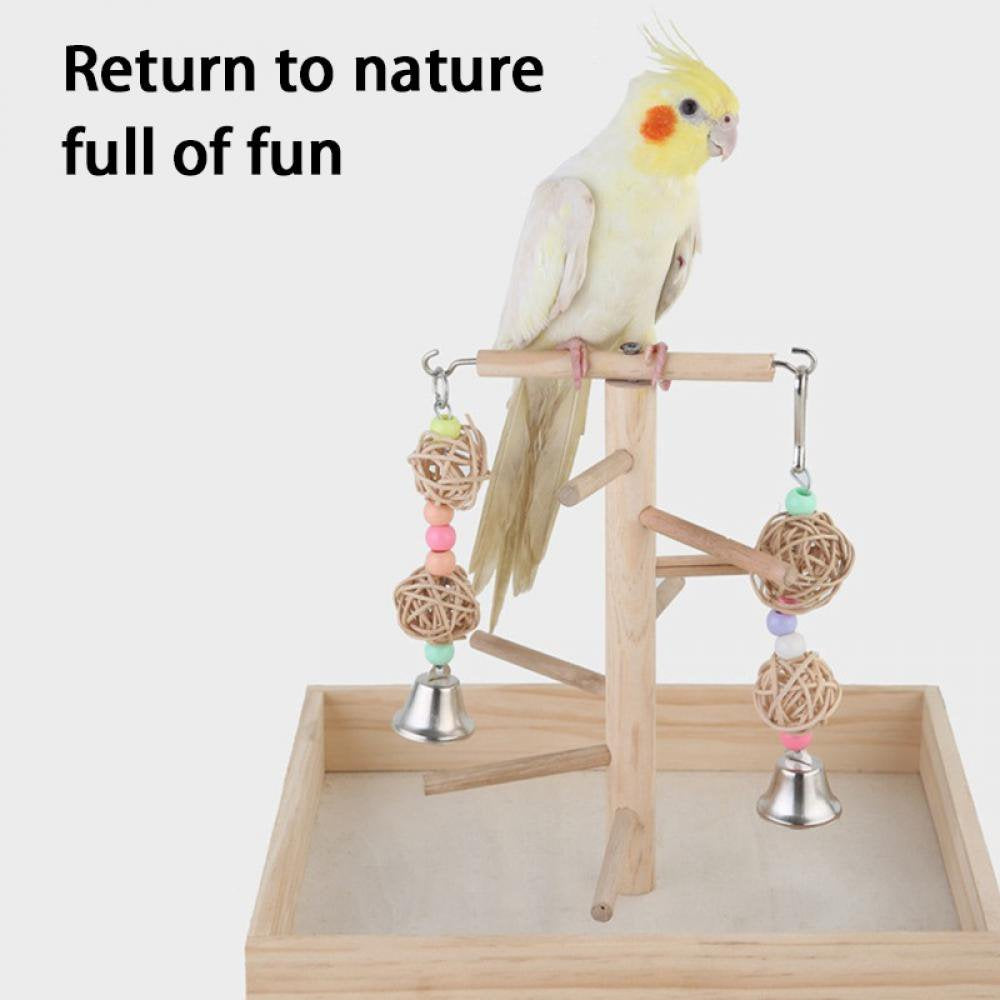 Parrot Playground Bird Playstand Wood Perch Gym Toys Cockatiel Nest Hanging Swing Chew Toys for Conure Lovebirds Animals & Pet Supplies > Pet Supplies > Bird Supplies > Bird Ladders & Perches Wisremt   