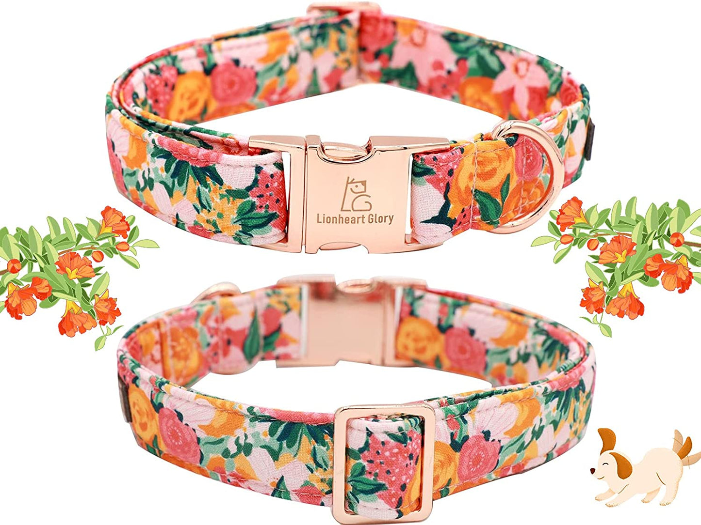 Lionheart Glory Premium Floral Dog Collars, Bowtie Dog Collar, Adjustable Heavy Duty Girl Dog Collar with Bow for Medium Dogs Animals & Pet Supplies > Pet Supplies > Dog Supplies > Dog Apparel Lionheart glory   