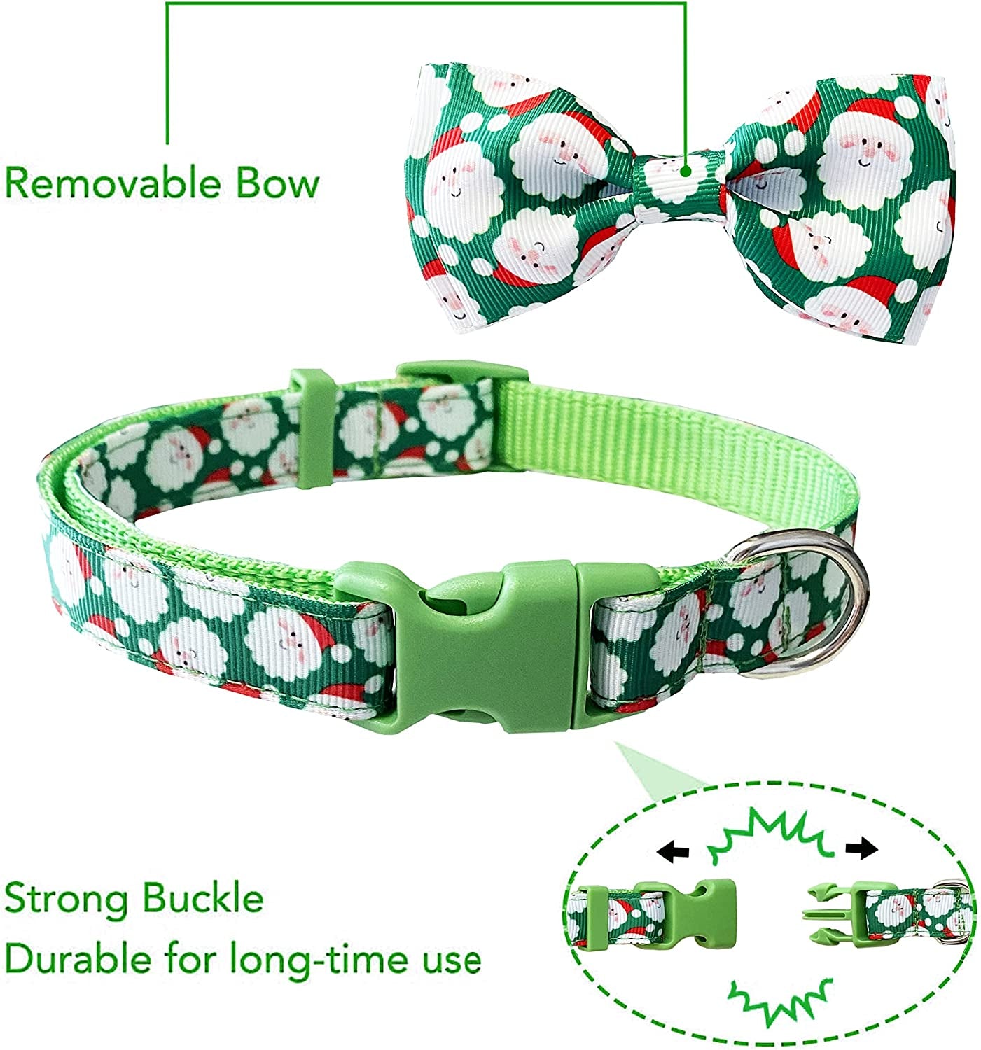 Christmas Dog Collar with Bow Tie, 2 Pack Holiday Santa and Snowman Collar for Small Medium Large Dogs Pets Puppies (Small-(11"-17") Neck * 5/8" Wide) Animals & Pet Supplies > Pet Supplies > Dog Supplies > Dog Apparel Pohshido   