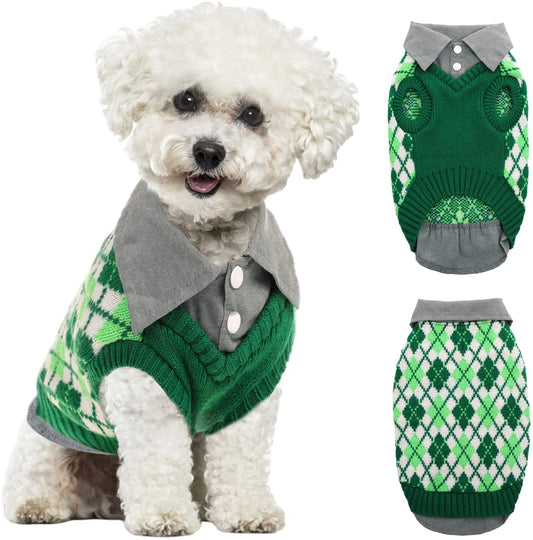 SUNFURA Knitted Dog Sweater Pet Knitwear, Dog Warm Knit Jumper Coat Winter Clothes with Leash Hole and High Stretch, Classic and Soft Puppy Sweatshirts Pullover for Small Medium Dogs Cats, Green S Animals & Pet Supplies > Pet Supplies > Dog Supplies > Dog Apparel SUNFURA Green X-Large 