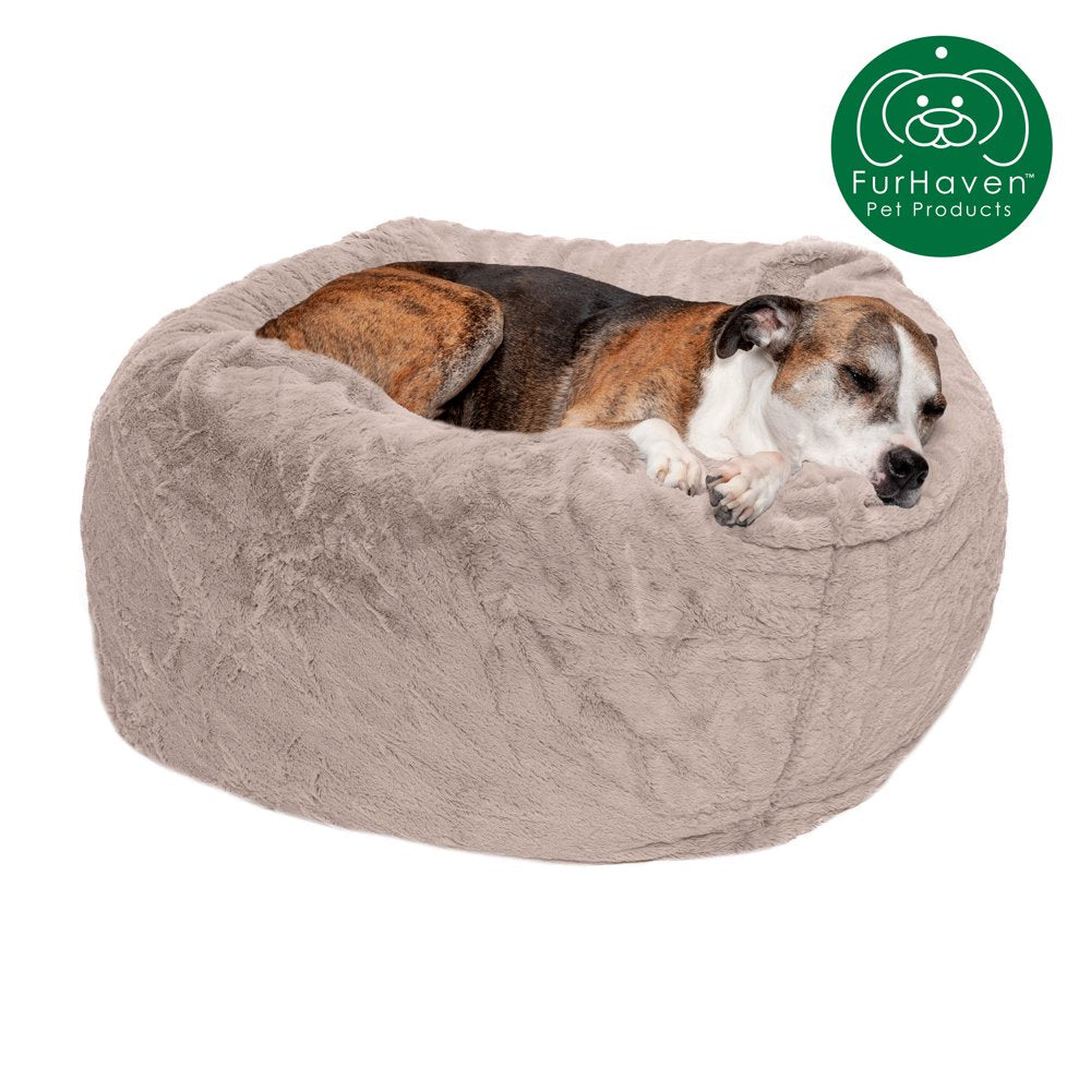 Furhaven Pet Products round Plush Ball Pet Bed for Dogs & Cats, Espresso, Extra Large Animals & Pet Supplies > Pet Supplies > Cat Supplies > Cat Beds FurHaven Pet L Shell 