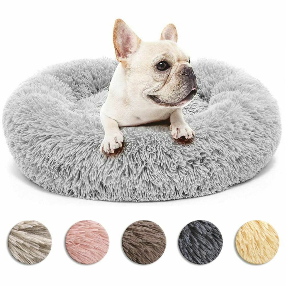 Round Plush Pet Bed for Dogs & Cats,Fluffy Soft Warm Calming Bed Sleeping Kennel Nest Animals & Pet Supplies > Pet Supplies > Cat Supplies > Cat Beds source max 27" Light Gray 