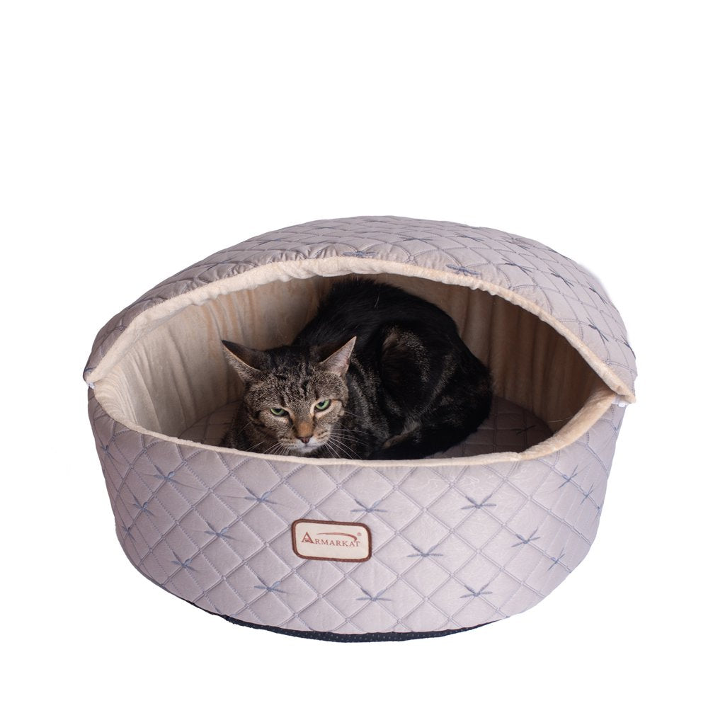 Armarkat Cat Bed, Small, Pale Silver and Beige, C33HQH/MH-S Animals & Pet Supplies > Pet Supplies > Cat Supplies > Cat Beds Aeromark Intl Inc   