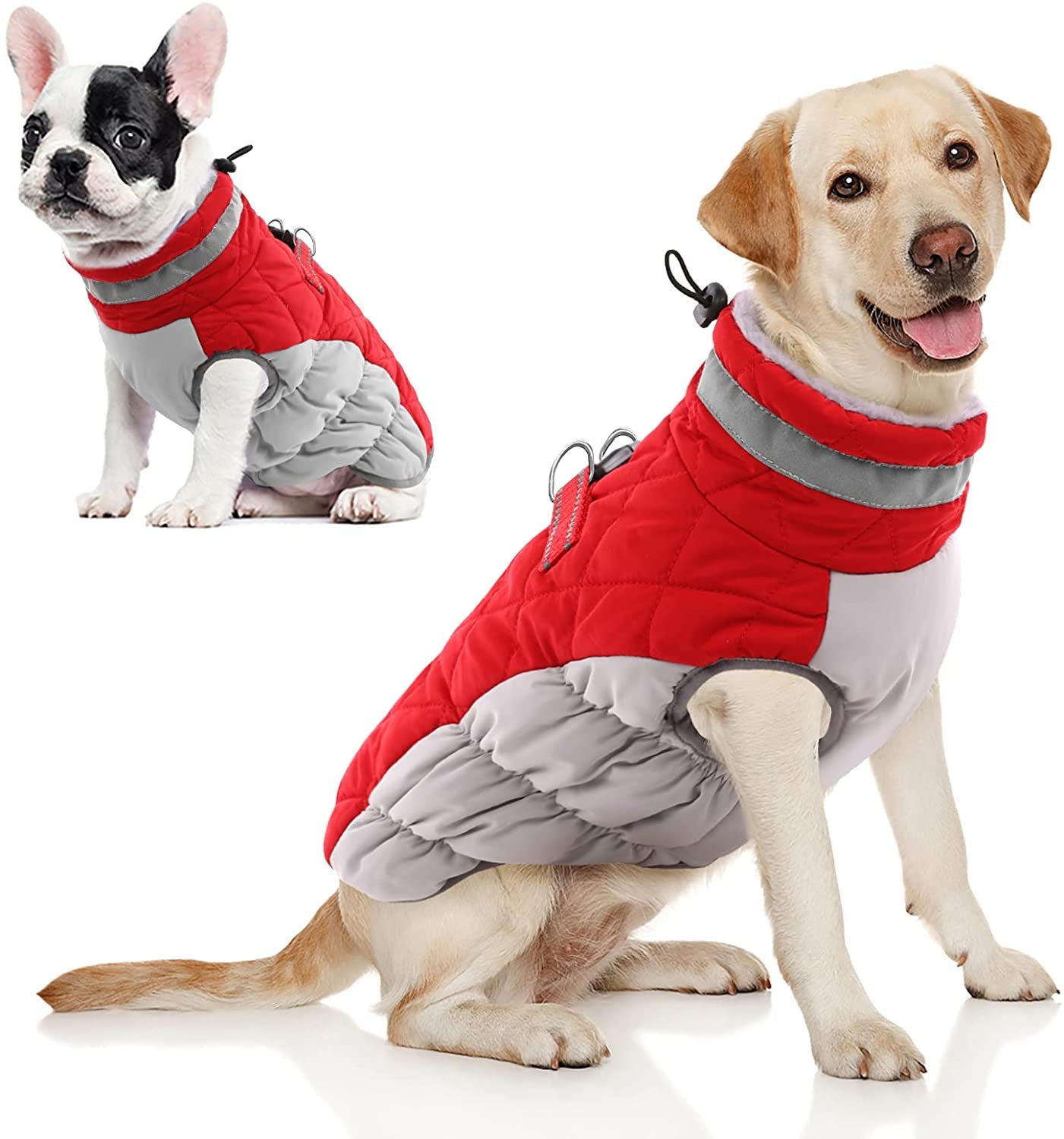 AOFITEE Winter Dog Coat Warm Fleece Dog Jacket for Cold Weather, Reflective Zip up Puppy Dog Snowproof Vest with Leash Ring, Outdoor Pet Sweater Snowsuit Apparel for Small Medium Large Dogs, Pink S Animals & Pet Supplies > Pet Supplies > Dog Supplies > Dog Apparel AOFITEE Red X-Large 