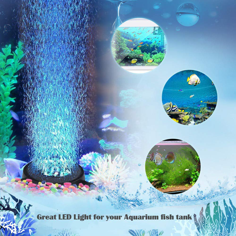 Rosnek Multi-Colored Aquarium Bubble Light RGB LED Fish Tank Bubbler Light Aquarium Air Stone Disk with Auto Color Changing Round Animals & Pet Supplies > Pet Supplies > Fish Supplies > Aquarium Lighting Rosnek   