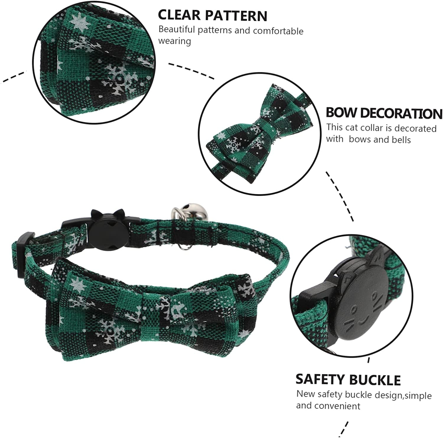 LIFKICH 1Pc Bow Costume Collars with Printing Tie Cosplay Design Green Classic Neck Xmas Cat Cute Collar Puppy Dog Accessories Bandana Neckband Decorative Festival Themed Christmas Belt Animals & Pet Supplies > Pet Supplies > Dog Supplies > Dog Apparel LIFKICH   