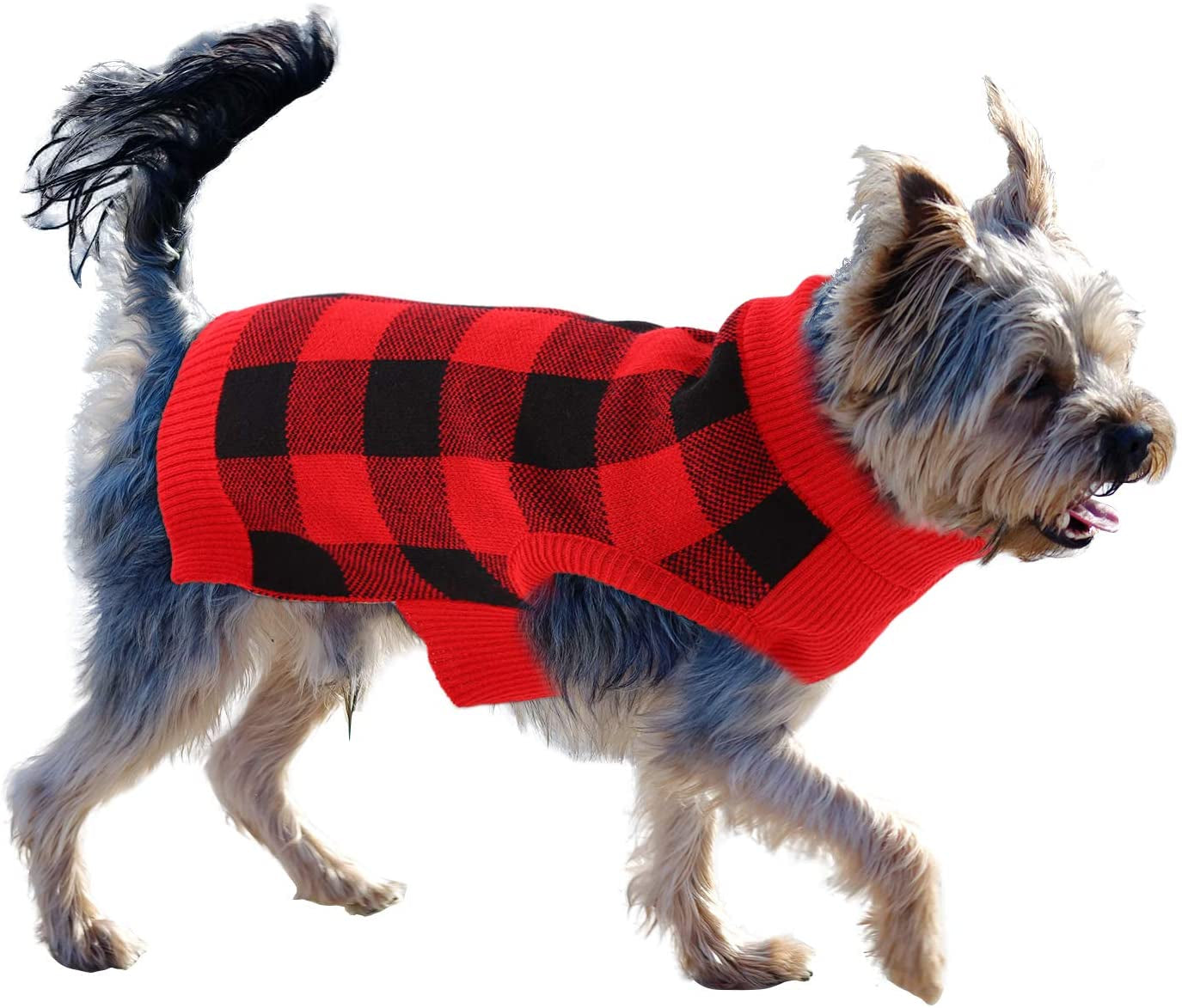 ASENKU Dog Sweater, Pet Plaid Sweater for Small Medium Large Dogs, Winter Warm Pet Christmas Sweater with Leash Hole, Red, XS Animals & Pet Supplies > Pet Supplies > Dog Supplies > Dog Apparel ASENKU Red XL: Chest: 22.0''-25.5'' 