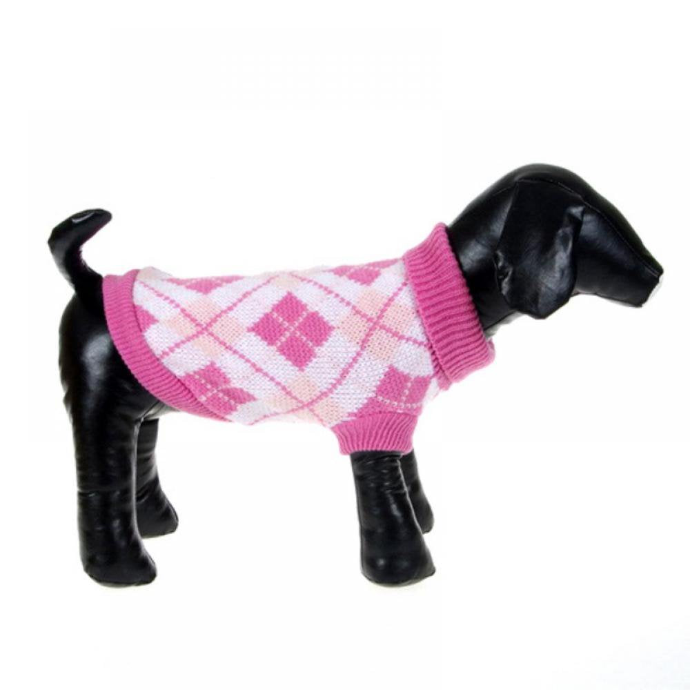 Stibadium Dog Sweater Dog Knit Sweater Plaid Dog Christmas Sweater Pet Sweatshirt with Harness Hole Winter Warm Dog Apparel Coat for Small Medium Dogs Animals & Pet Supplies > Pet Supplies > Dog Supplies > Dog Apparel Kernelly XS Pink 