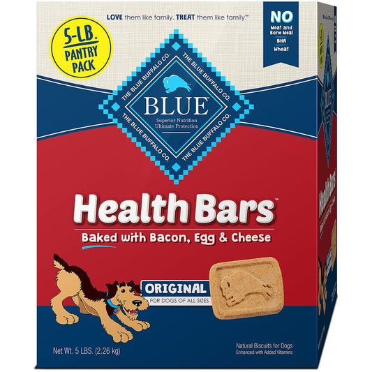 BLUE Buffalo Health Bars Crunchy Dog Treat Biscuits, Bacon, Egg & Cheese(5 Lbs.) Animals & Pet Supplies > Pet Supplies > Dog Supplies > Dog Treats Blue Buffalo   