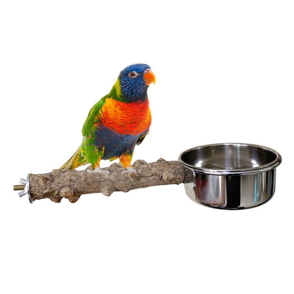 Bird Parrot Feeder Food Water Feeding Bowl Pet Cage Drinking Cups Parrot Perch Stand with Food Water Bowl Animals & Pet Supplies > Pet Supplies > Bird Supplies > Bird Cages & Stands pakewalm   