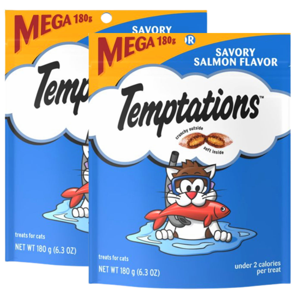 Temptations Savory Salmon Flavor Crunchy and Soft Cat Treats Food Great Snack for Adult Cats, 6.3 Oz - Pack of 2 Animals & Pet Supplies > Pet Supplies > Cat Supplies > Cat Treats NS   