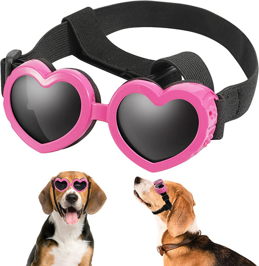 APOSU Dog Sunglasses Small Breed Goggles UV Protection with Adjustable Strap Doggy Heart Shape Anti-Fog Sunglasses Eye Wear Protection for Puppy Sun Glasses Doggie Windproof Glasses (Pink) Animals & Pet Supplies > Pet Supplies > Dog Supplies > Dog Apparel APOSU Pink  