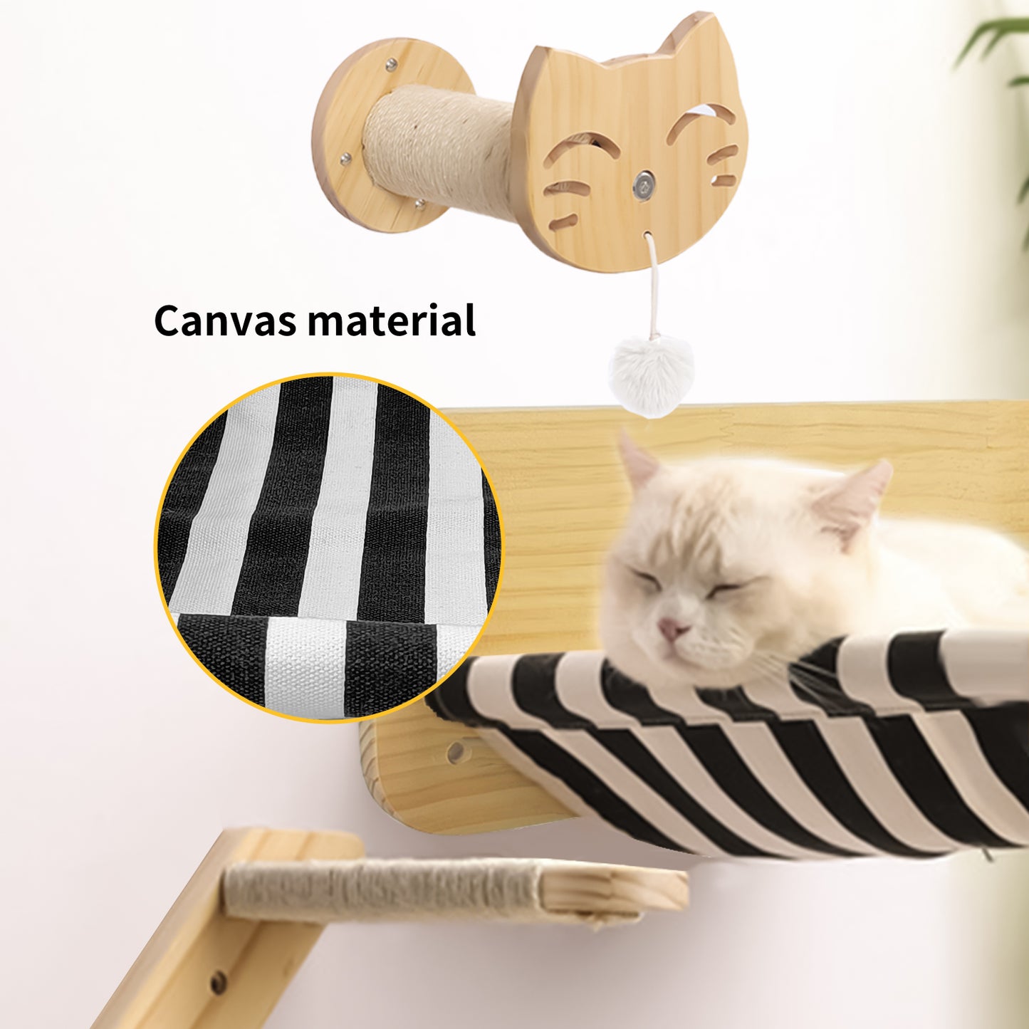 Cat Wall Bed Hammock Cat Scratching Post Mounted, Mount Cat Tree Lounge Set, Cat Hammock Scratching Post Cat Furniture, Used for Sleeping, Playing, Climbing, Easily Accommodates 35 Pounds Animals & Pet Supplies > Pet Supplies > Cat Supplies > Cat Furniture Astarin   