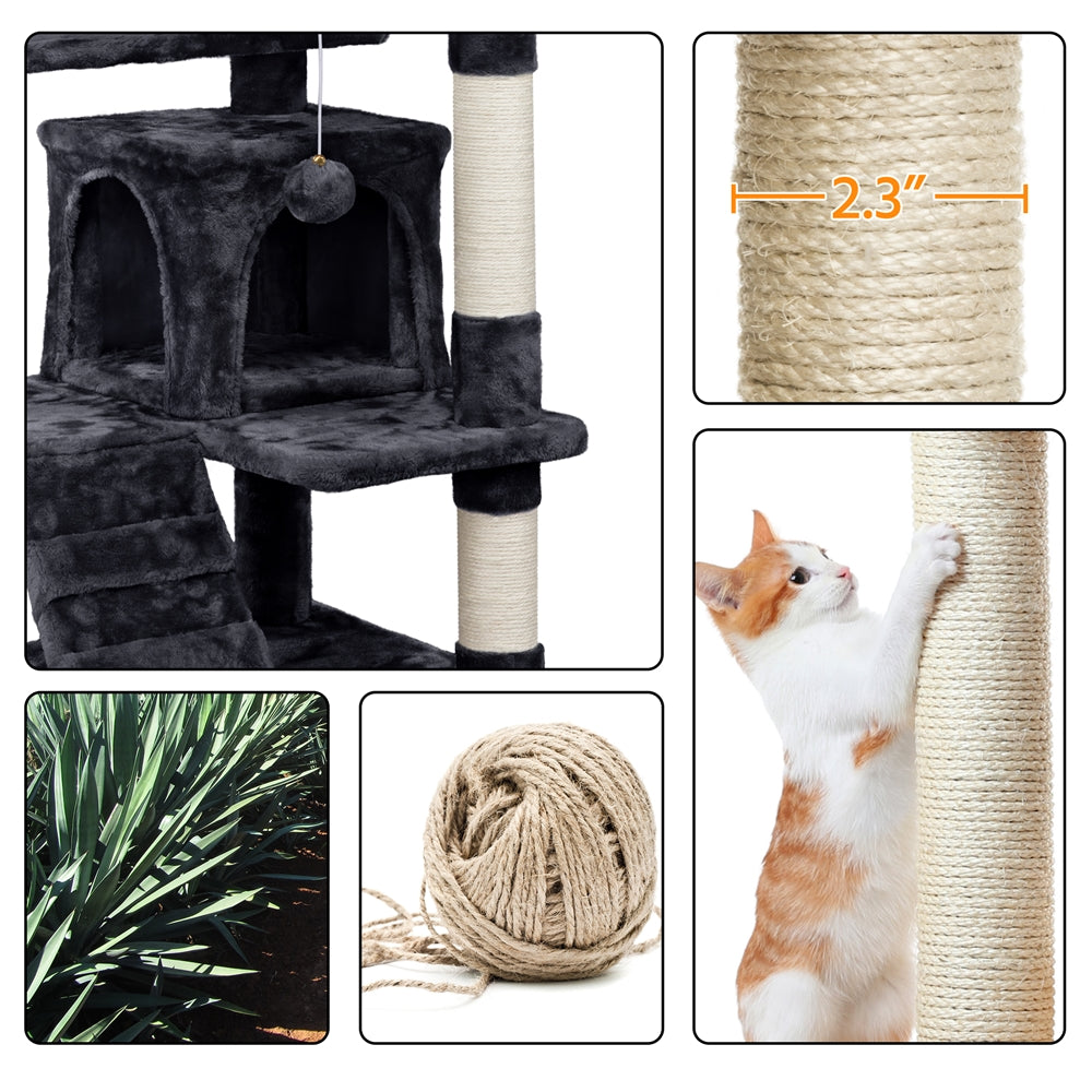 Smilemart Multilevel Cat Tree Condo Tower Scratching Posts for Kittens & Small, Medium Cats, Black, 54''H