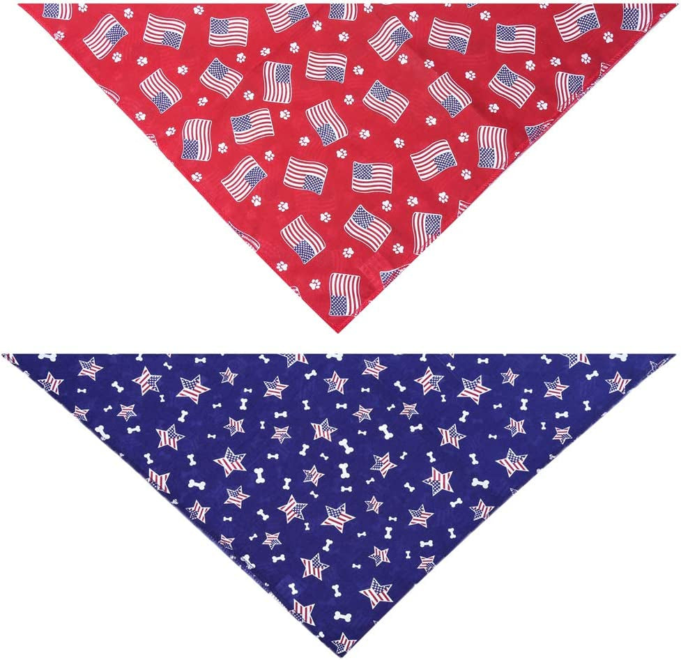 Lamphyface 2Pcs Dog Bandanas Bibs Scarfs for 4Th of July Independence Day American Flag for Pet Dog Animals & Pet Supplies > Pet Supplies > Dog Supplies > Dog Apparel Jiaxing Haozhe clothing Co., Ltd.   