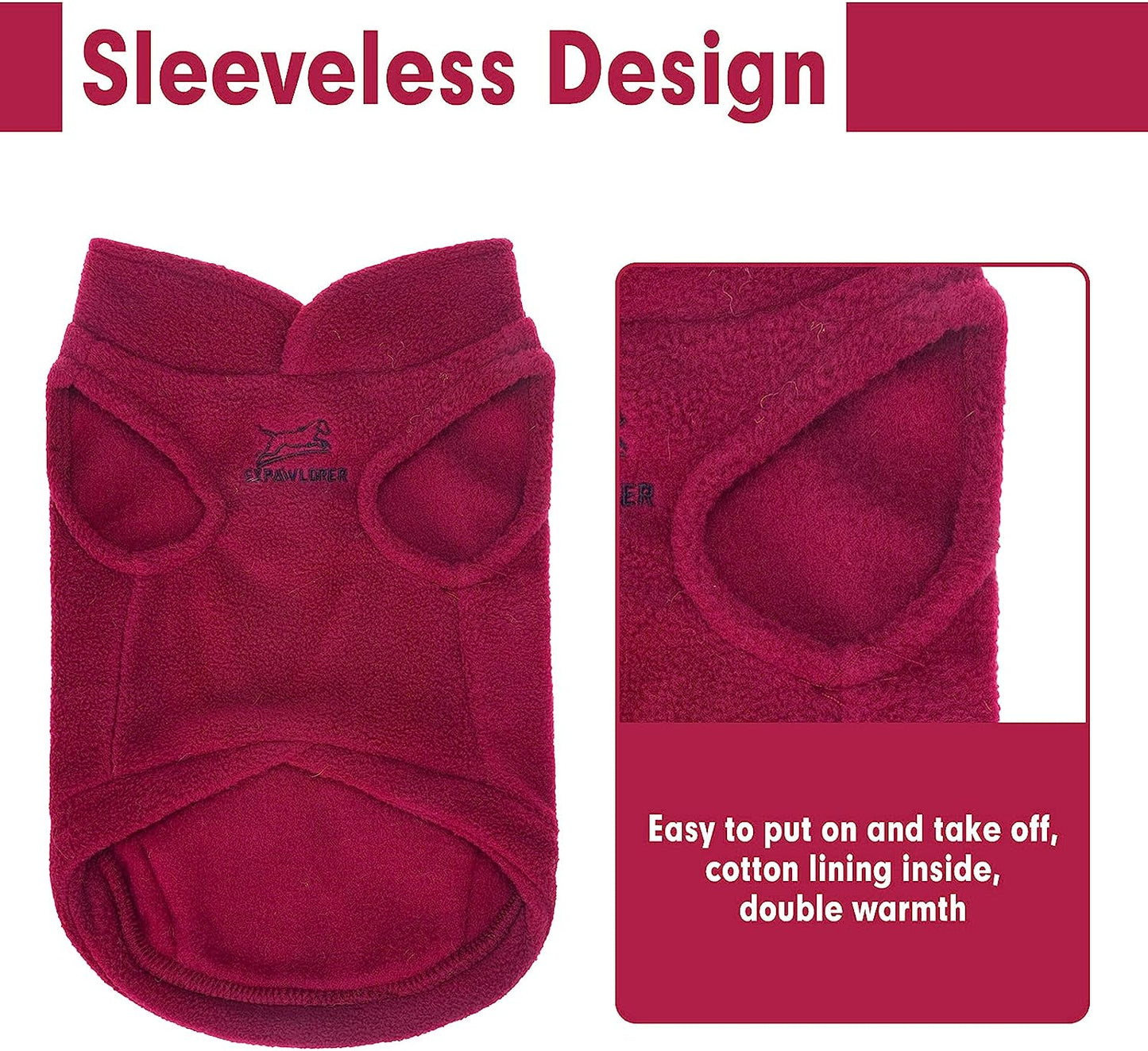 EXPAWLORER Polar Fleece Vest Dog Clothes - Fall Dog Sweater Pet Clothing, Warm Soft Pullover Sleeveless Dog Jacket with Small Pocket, Cold Winter Coat for Small Medium Large Dogs (Red, M) Animals & Pet Supplies > Pet Supplies > Dog Supplies > Dog Apparel HAOBO   